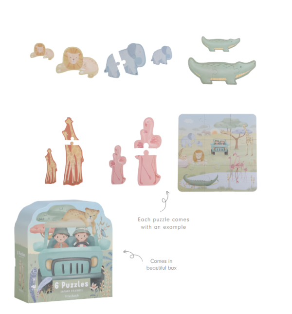 Little Dutch 6 in 1 dėlionė Safari Friends - Image 12